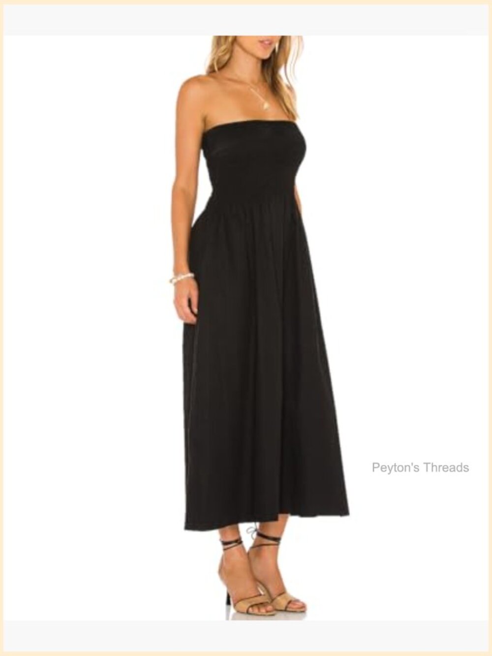 Women Strapless Tube Maxi Dress Flowy Swing Long Sundress Sleeveless Boho Beach - Picture 2 of 6